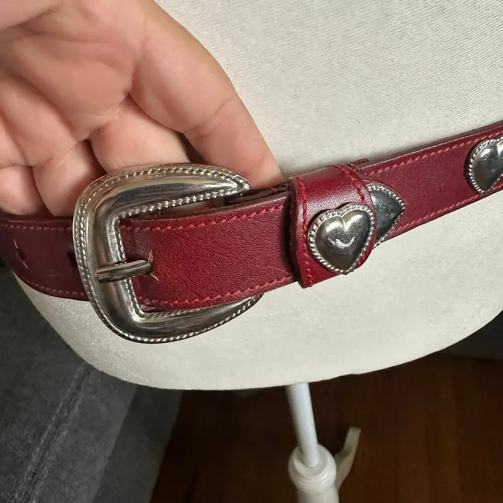 Vintage red leather with metal hearts
